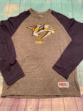 CCM Gray and Navy Nashville Predators Long-Sleeve Raglan Shirt